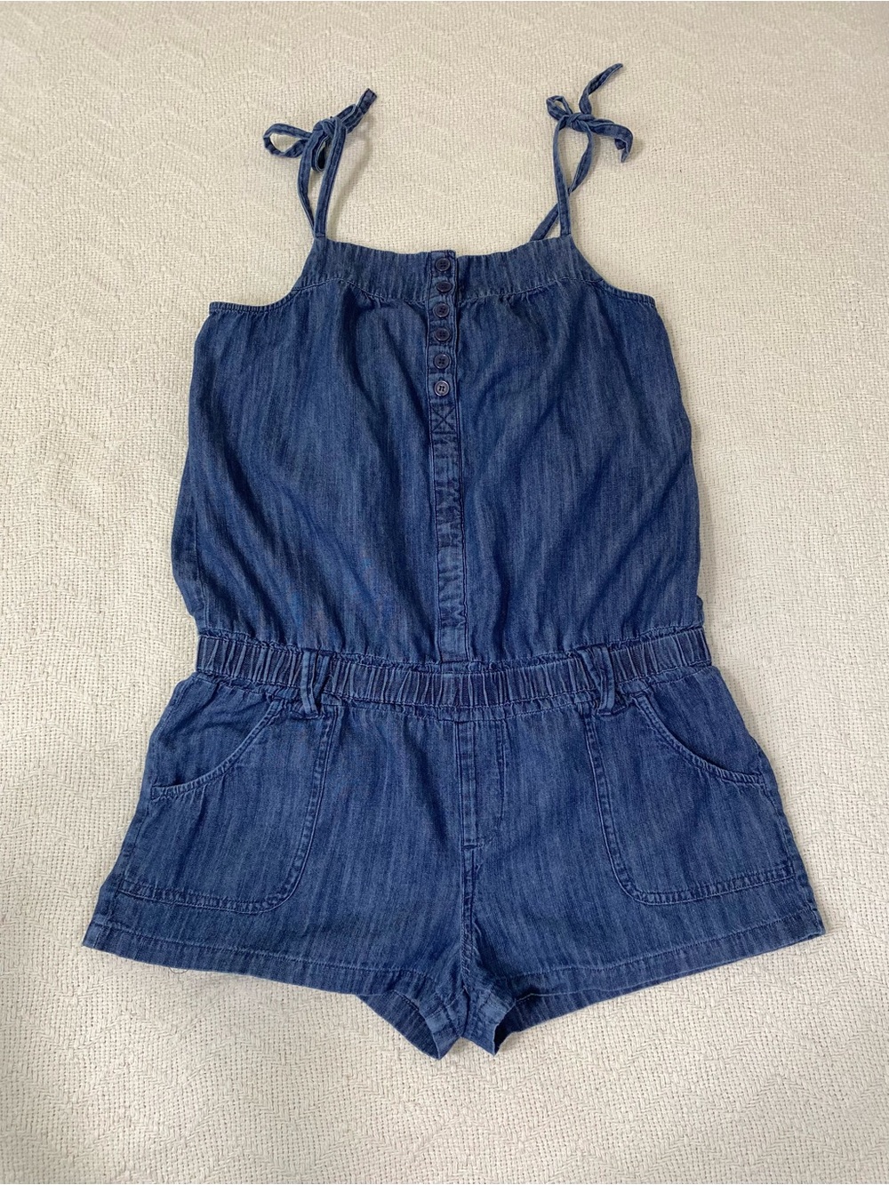 Heritage 1981 Size M  Denim Romper Strap Button Front Shorts Beach Vacation